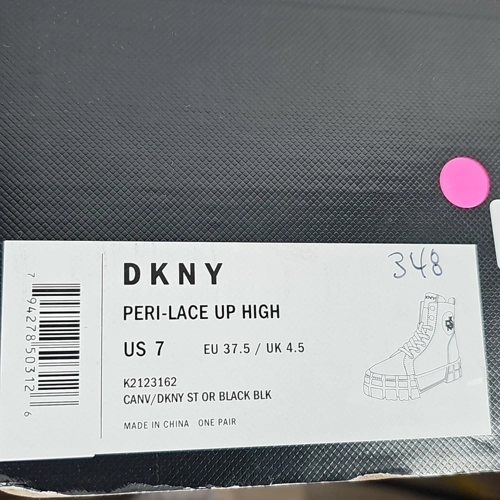 NIB DKNY Peri Black Platform High Top Sneaker Booties 7 Lace Up Edgy Streetwear